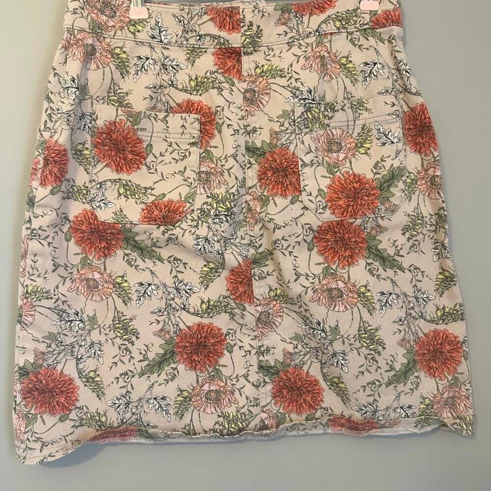 Floral Cargo Mini Skirt Beige Coral Green Utility Pocket Cottagecore
